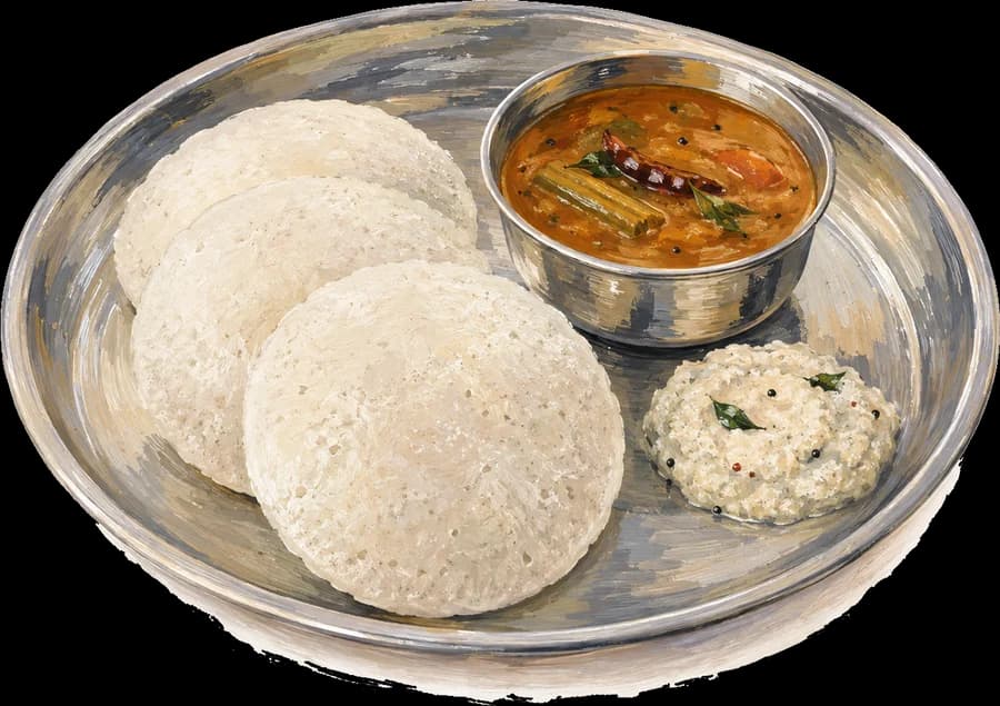 Hand-painted illustration — Idli